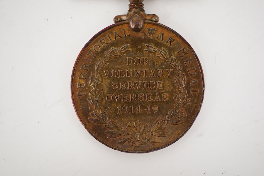 A George V Territorial Force War Medal 1914-19, awarded to 1954 PTE. R. Chebsey K.S.L.I. Condition - fair.